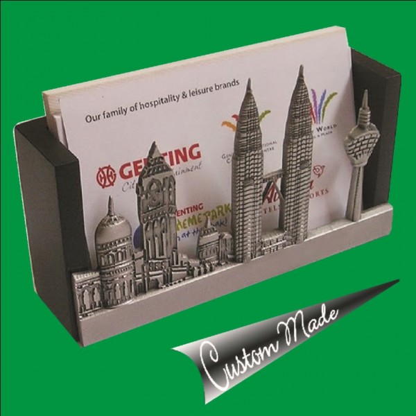 Name Card Holder | Wooden back 3D pewter card holder Malaysia Iconic Design
